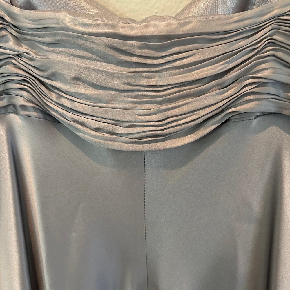 Laundry Black Label 100% Silk Strapless Evening Gown SZ12 Silver Wedding Events - Picture 12 of 15